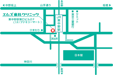 エムズ歯科クリニック東中野へのアクセスマップ