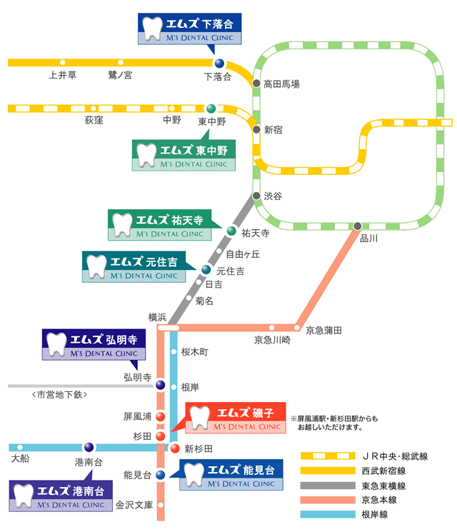 エムズ歯科クリニック医院一覧（地図）